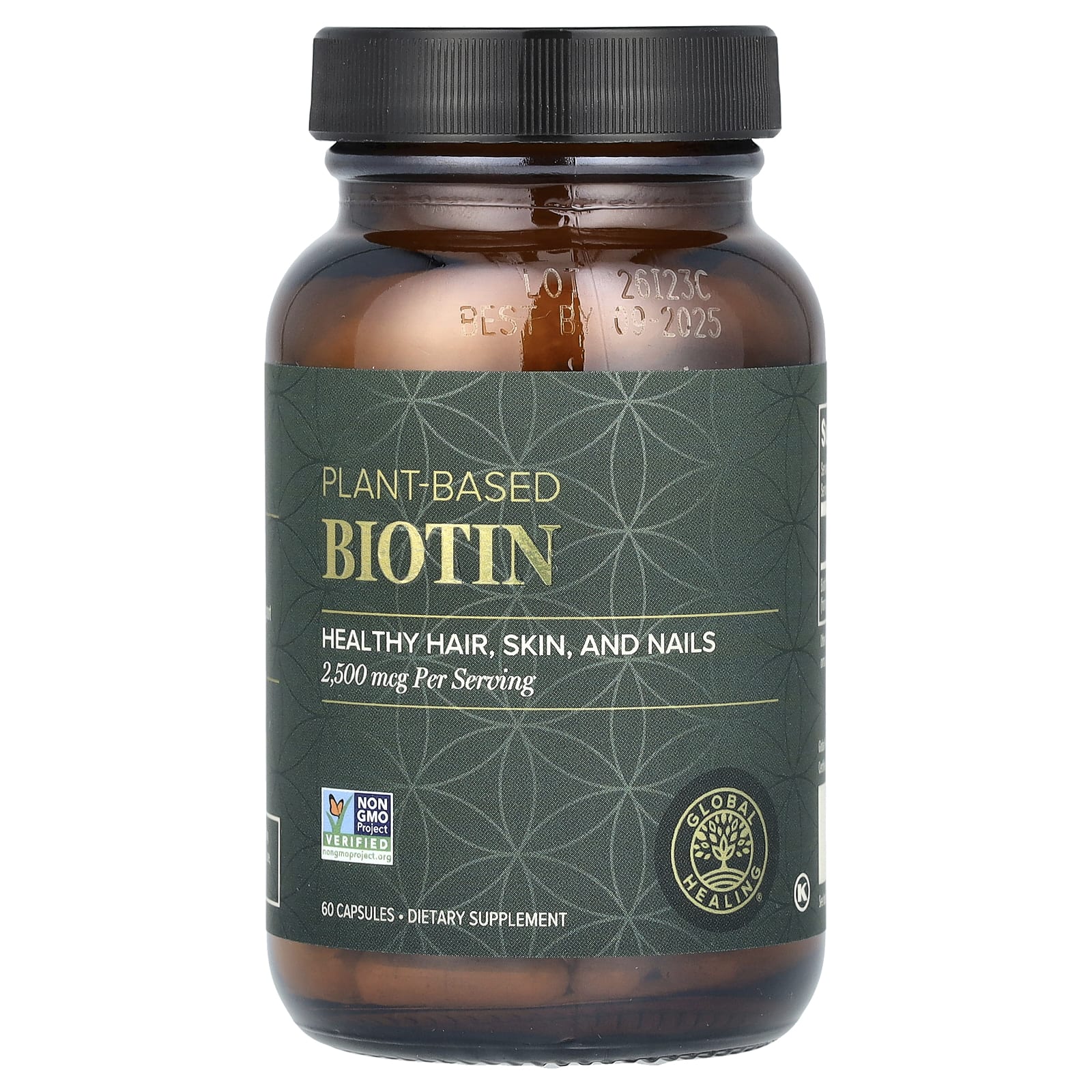Global Healing, Plant-Based Biotin, 2,500 mcg, 60 Capsules UPC 811839030867 | Hilife Vitamins
