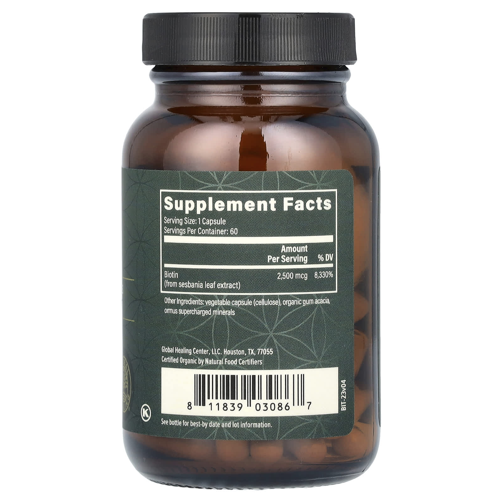 Global Healing, Plant-Based Biotin, 2,500 mcg, 60 Capsules UPC 811839030867 | Hilife Vitamins
