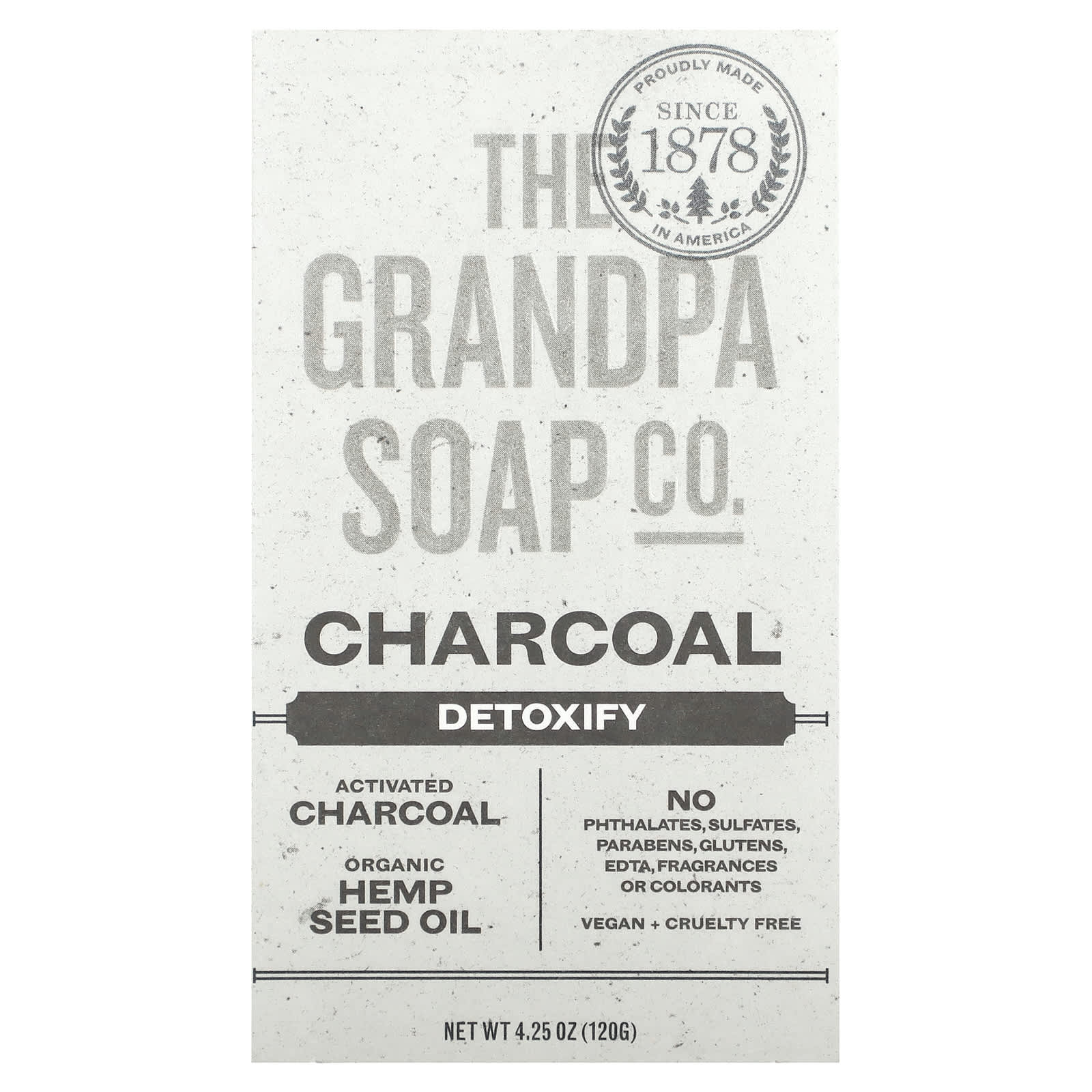 GRANDPA'S BRANDS, Charcoal Bar Soap, 4.25 OUNCE UPC 010486008131 | Hilife Vitamins
