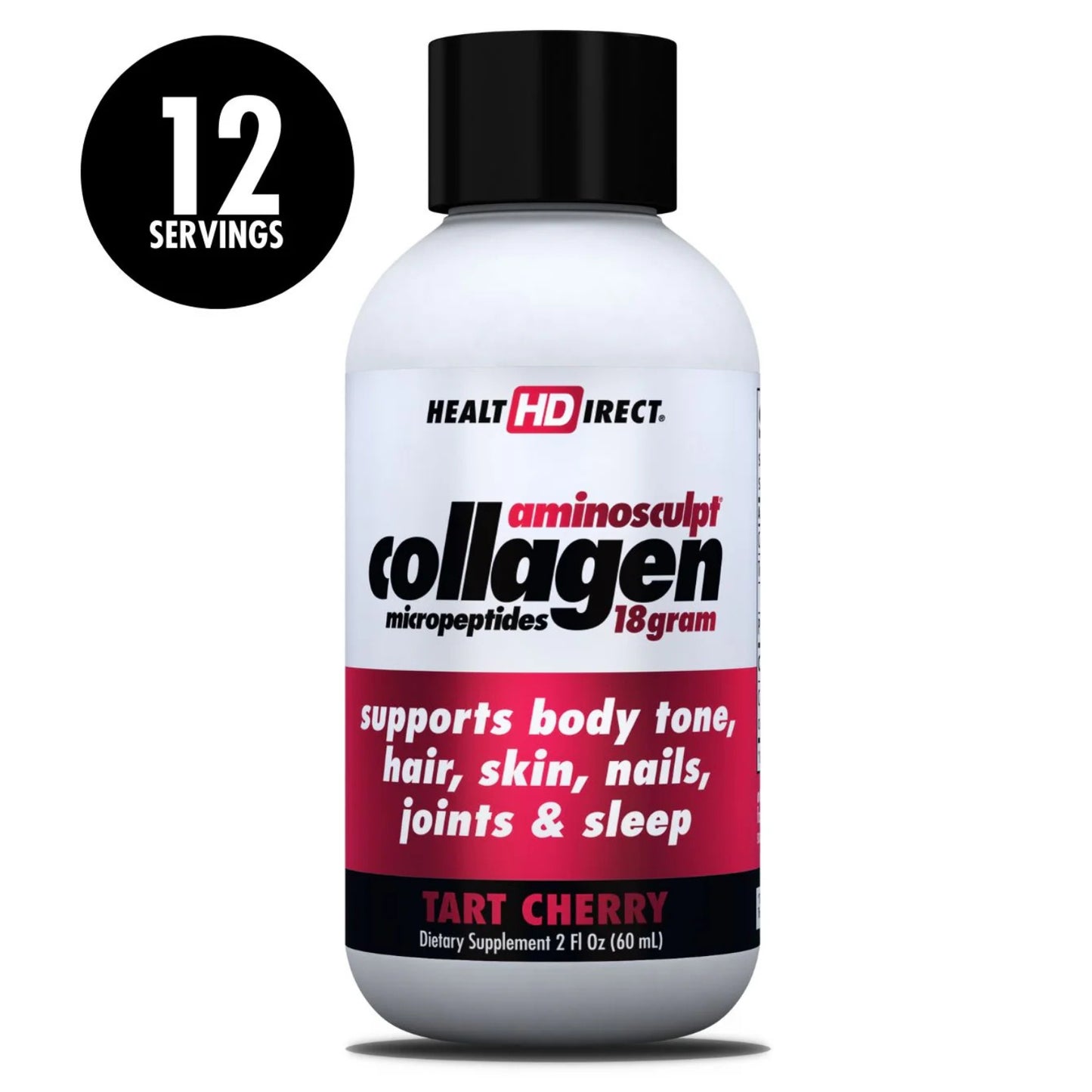 Health Direct, AminoSculpt Sugar-Free Collagen Shot, Tart Cherry, 2 Fl Oz UPC 814599002440 | Hilife Vitamins