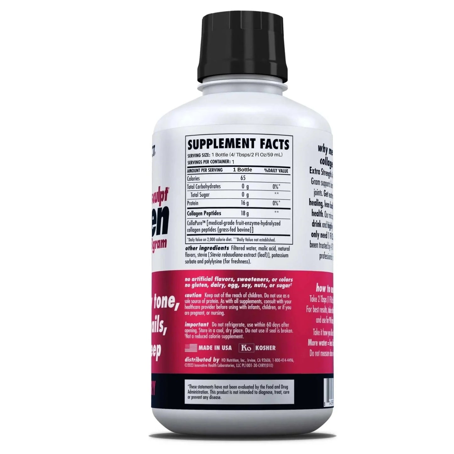 Health Direct, AminoSculpt Sugar-Free Collagen Shot, Tart Cherry, 2 Fl Oz UPC 814599002440 | Hilife Vitamins
