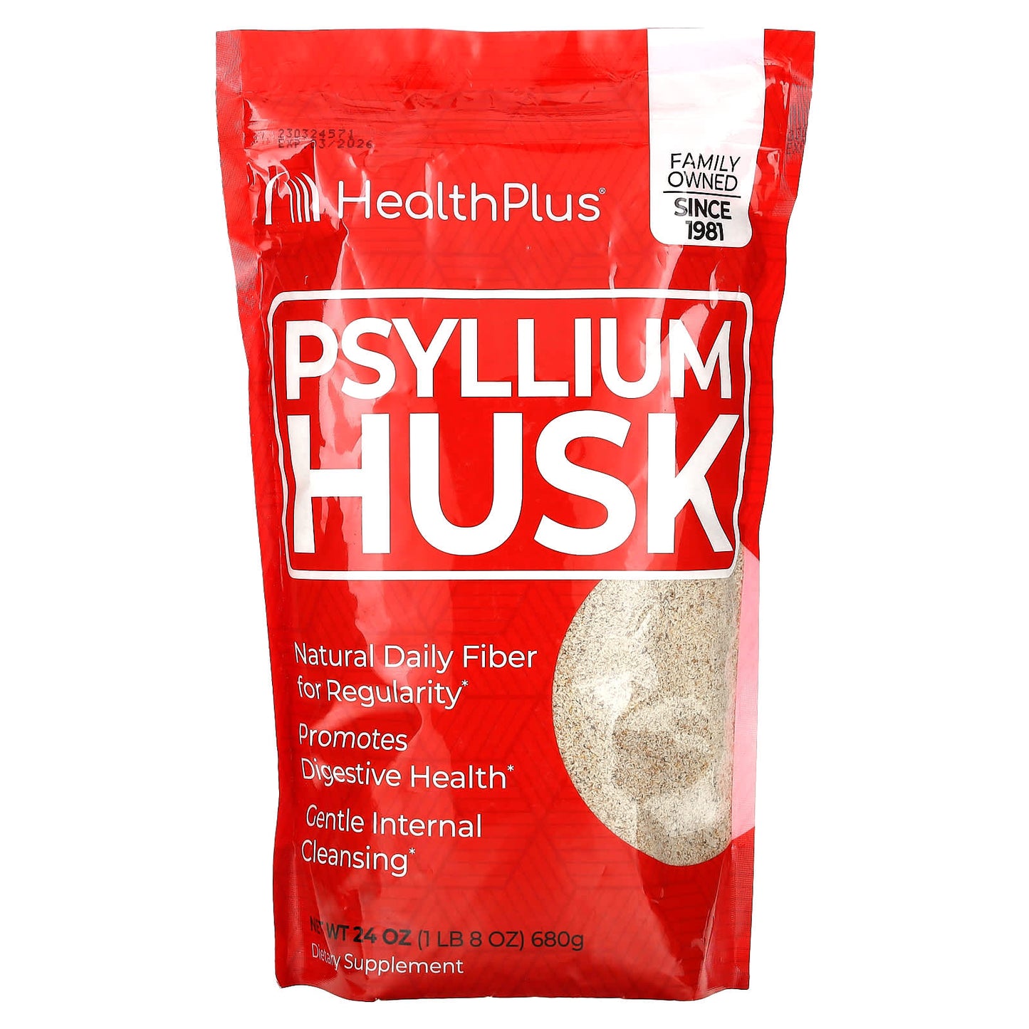 Health Plus, 100% Pure Psyllium Husks Plastic Bag, 24 Oz UPC 083502401223 | Hilife Vitamins