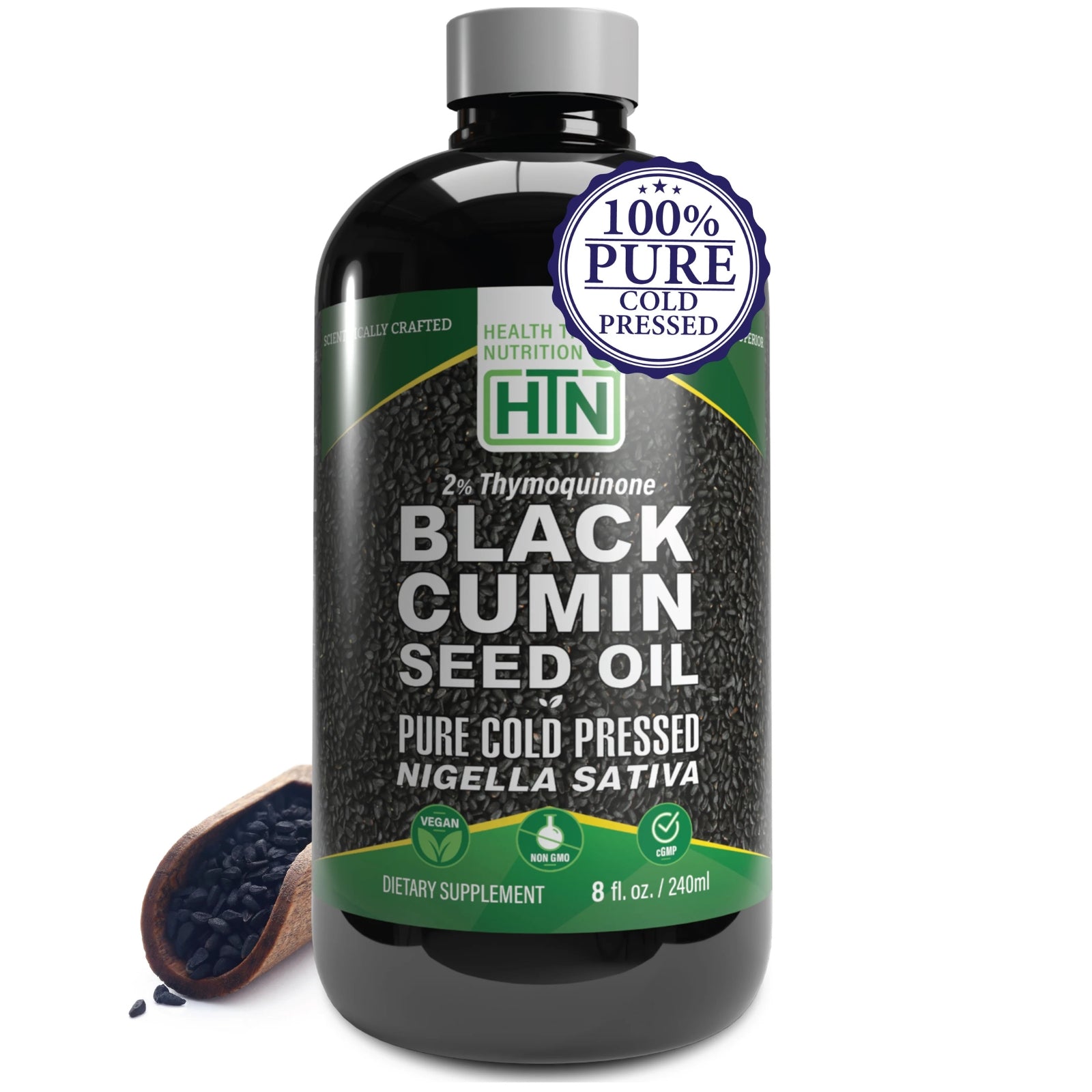 Health Thru Nutrition, Black Cumin Seed Oil, 2% Thymoquinone, 8 fl oz (240ml) UPC 819193021286 | Hilife Vitamins