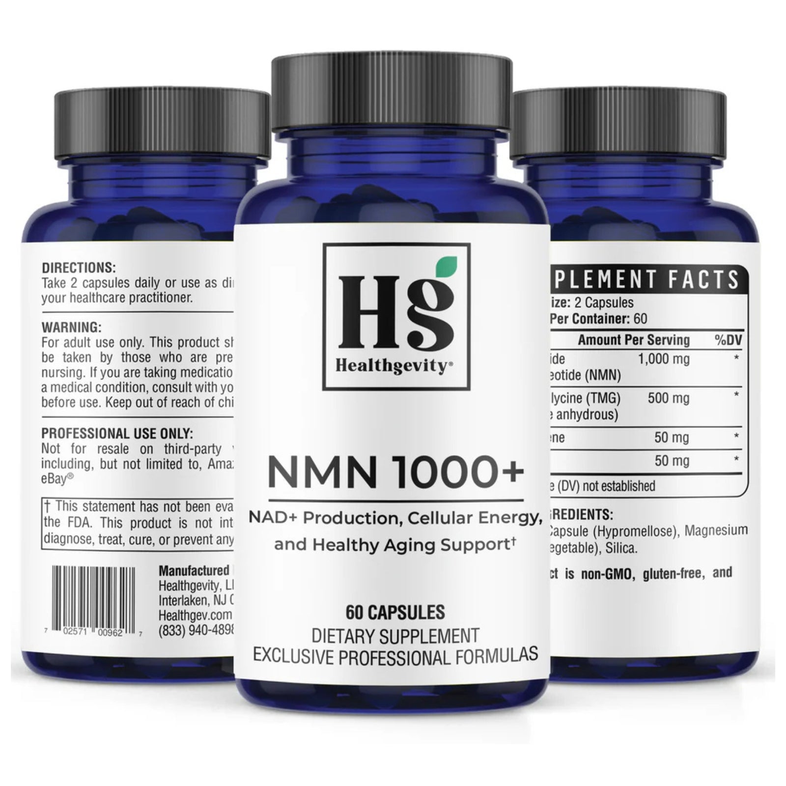 Healthgevity, NMN 1000+, 60 Capsules UPC 702571009627 | HiLife Vitamins