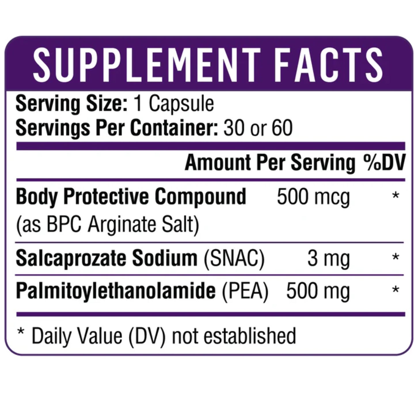 Healthgevity, BPC+PEA 500, 60 Capsules