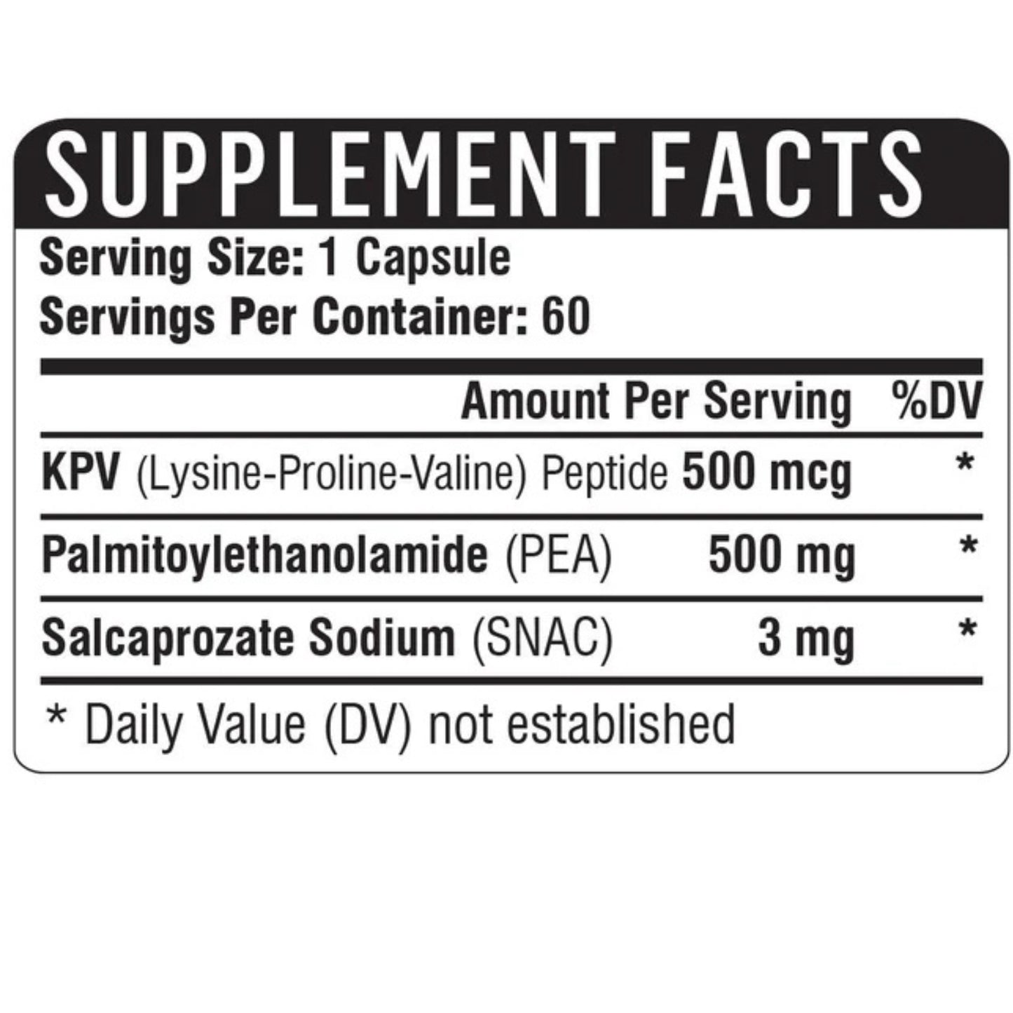 Healthgevity, KPV + PEA 500, 60 Capsules - 792105240282 | Hilife Vitamins