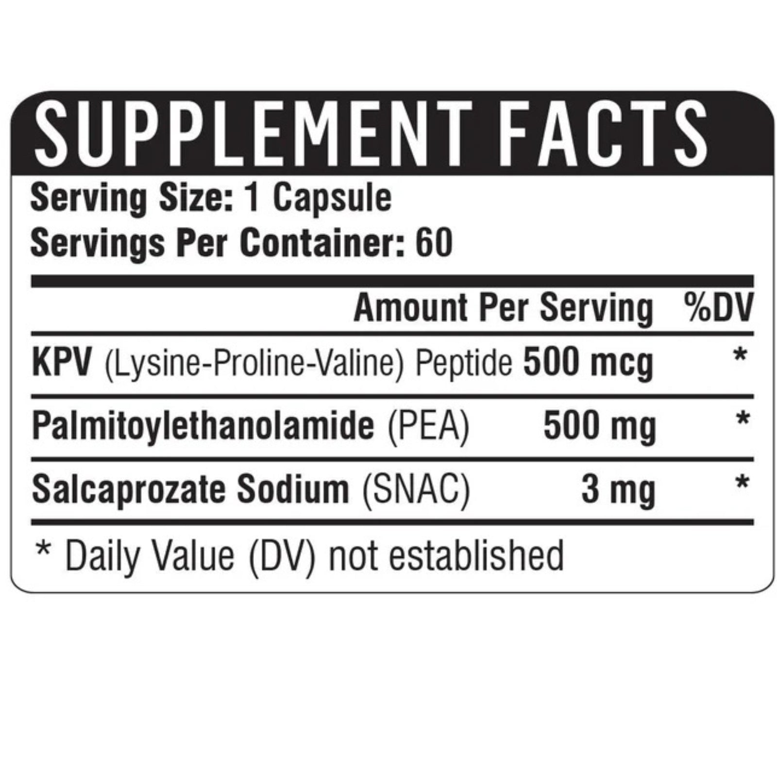 Healthgevity, KPV + PEA 500, 60 Capsules - 792105240282 | Hilife Vitamins