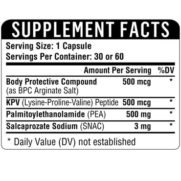 Healthgevity, BPC+KPV+PEA 500, 60 Capsules - 792105240305 | Hilife Vitamins