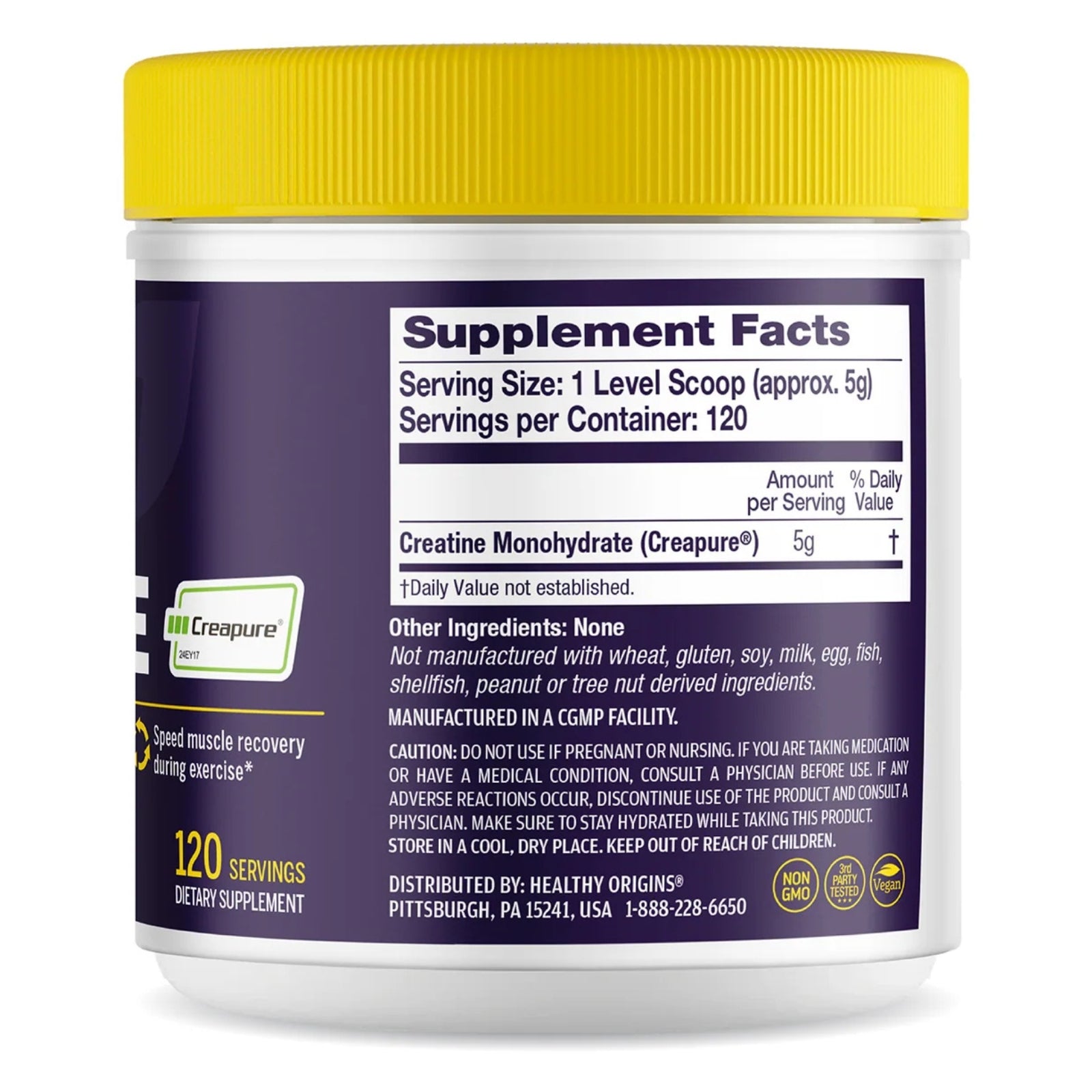 Healthy Origins, Creatine (Creapure®), Unflavored, 21.2 oz (600g) UPC 603573413231 | Hilife Vitamins