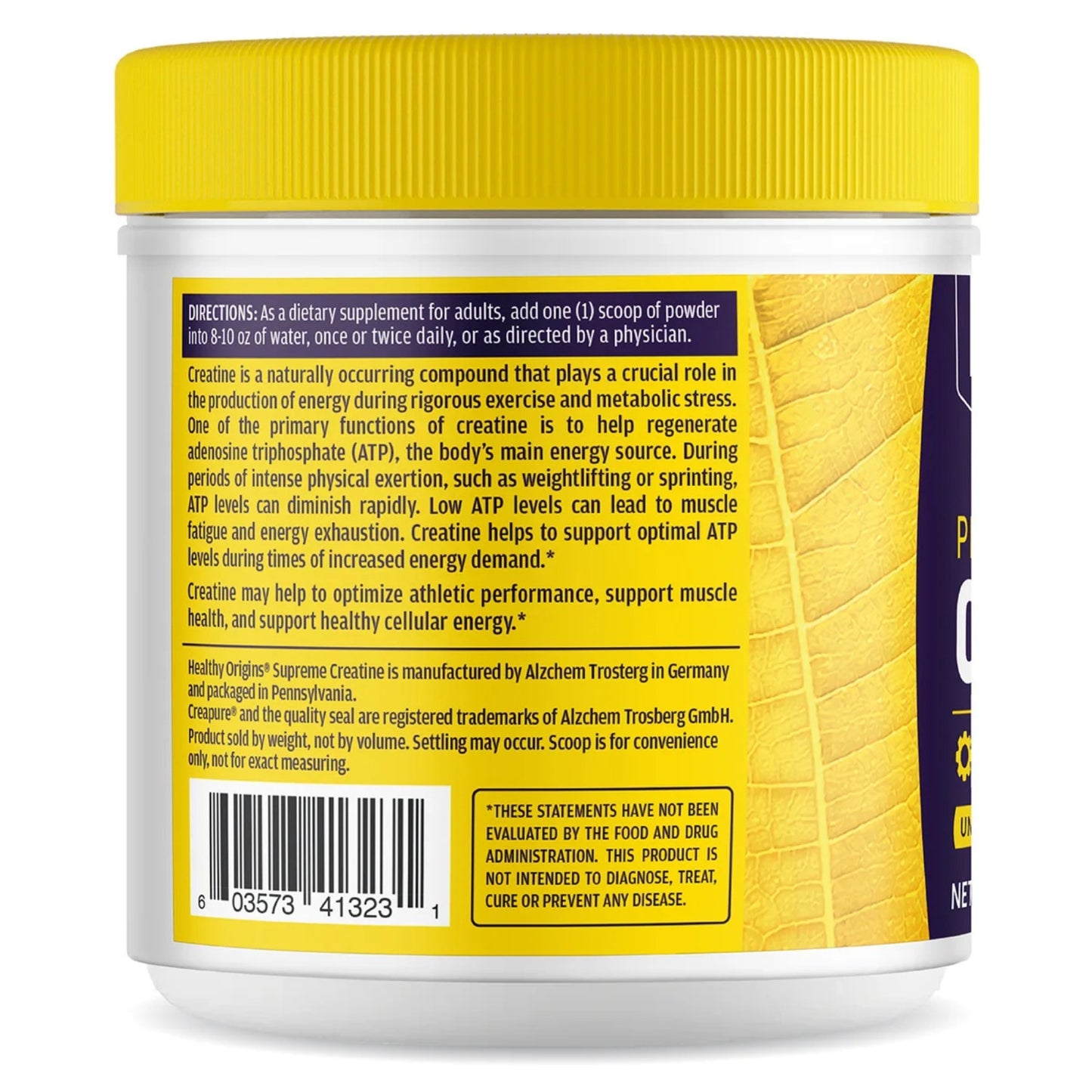 Healthy Origins, Creatine (Creapure®), Unflavored, 21.2 oz (600g) UPC 603573413231 | Hilife Vitamins