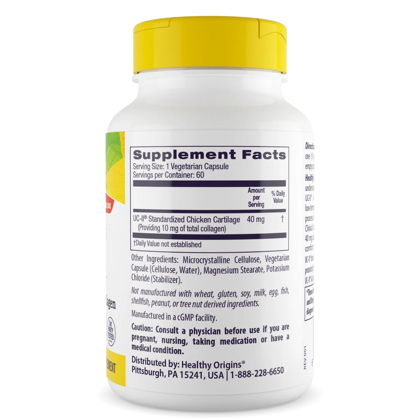 Healthy Origins, UC-II, with Undenatured Type II Collagen, 60 Veggie Capsules UPC 603573525002 | HiLife Vitamins
