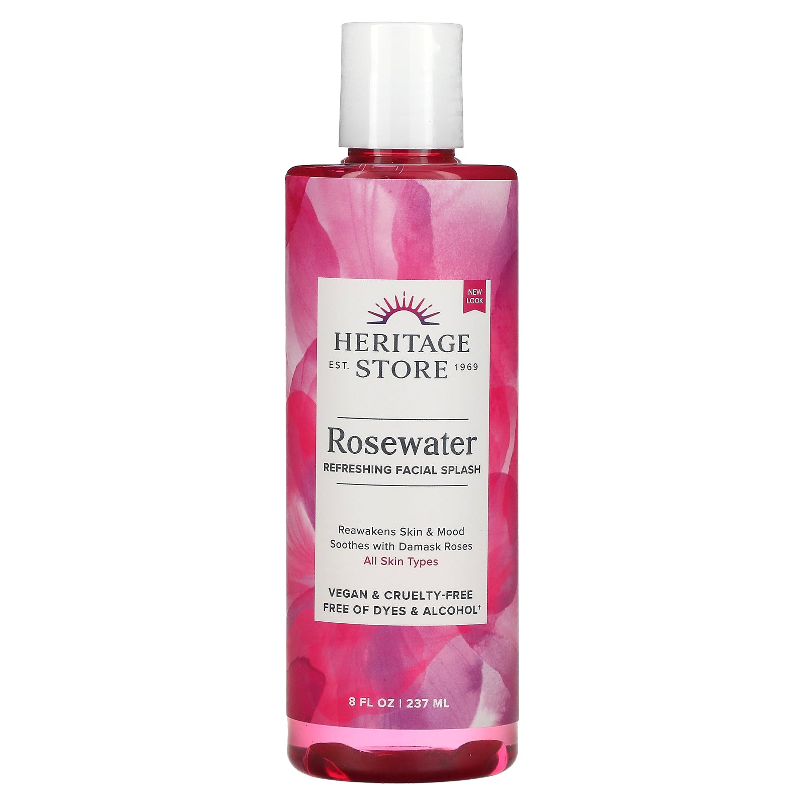Heritage, Rosewater, Refreshing Facial Spray, 8 Oz Liquid UPC 076970443642 | HiLife Vitamins