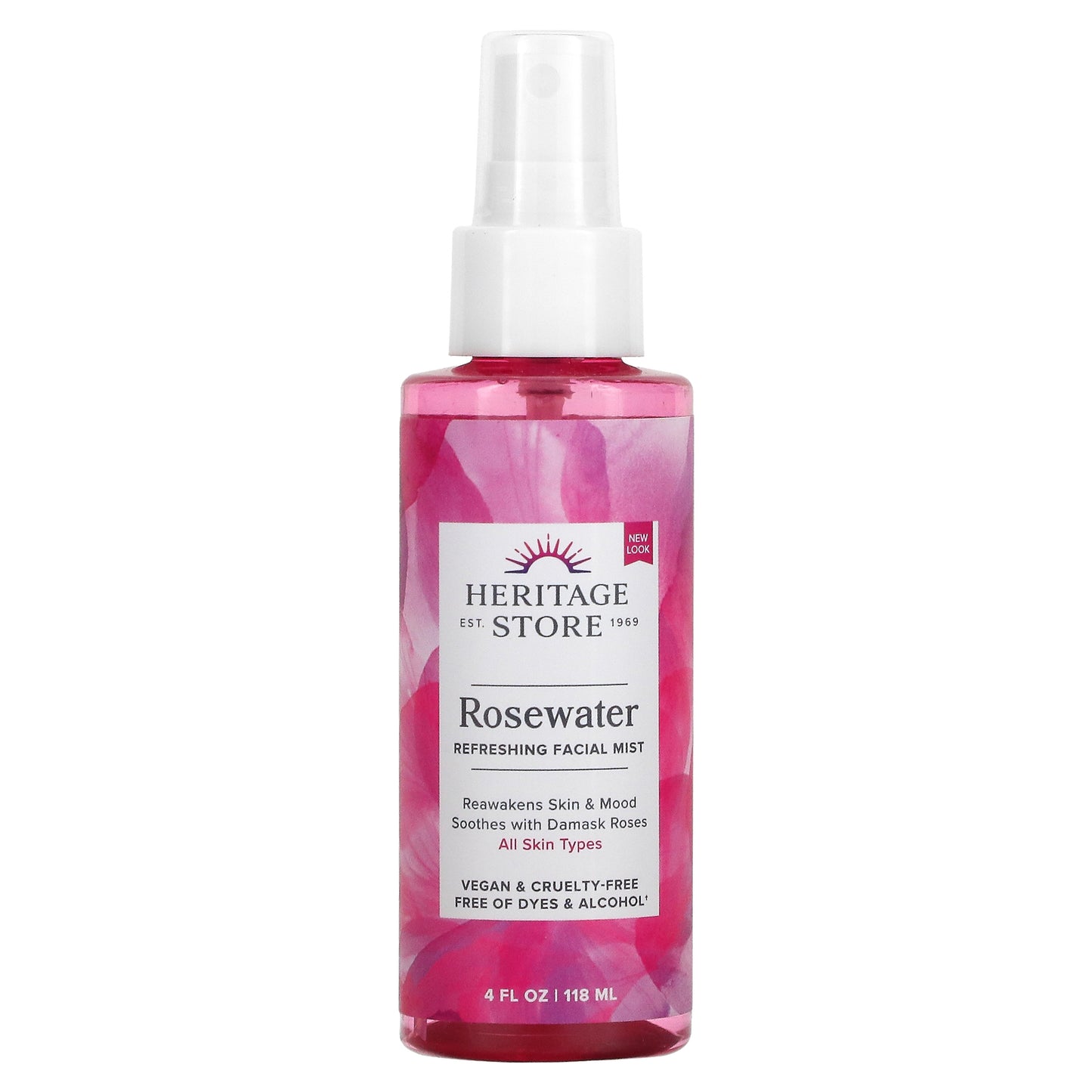 Heritage, Rosewater, Refreshing Facial Mist, 4 Oz Liquid UPC 076970446094 | HiLife Vitamins
