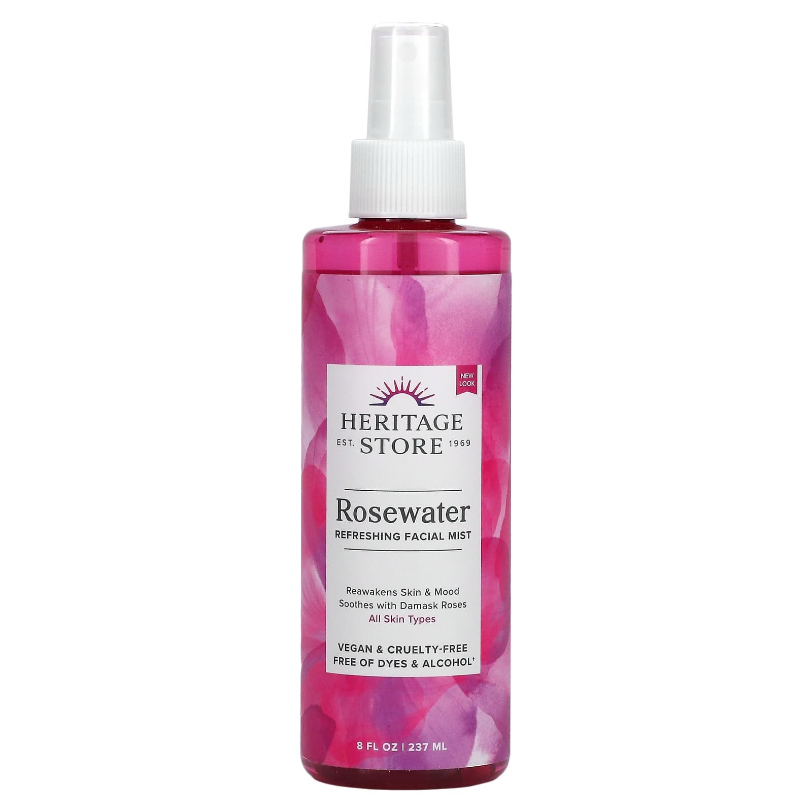 Heritage, Rosewater, Refreshing Facial Mist, 8 Oz Spray UPC 076970446124 | HiLife Vitamins
