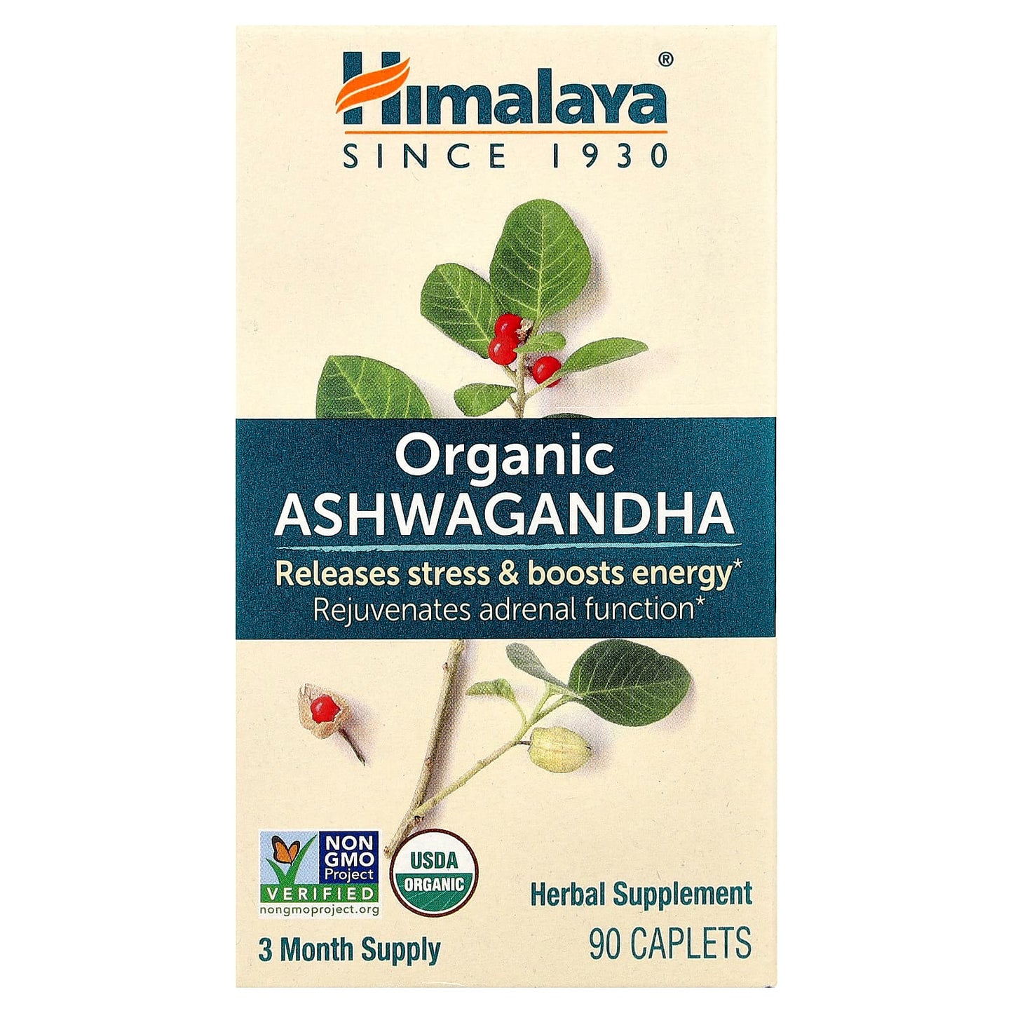 Himalaya, Organic Ashwagandha, 90 Caplets UPC 605069060431 | Hilife Vitamins
