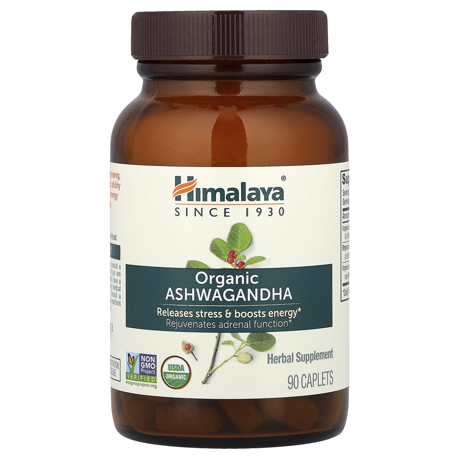 Himalaya, Organic Ashwagandha, 90 Caplets UPC 605069060431 | Hilife Vitamins