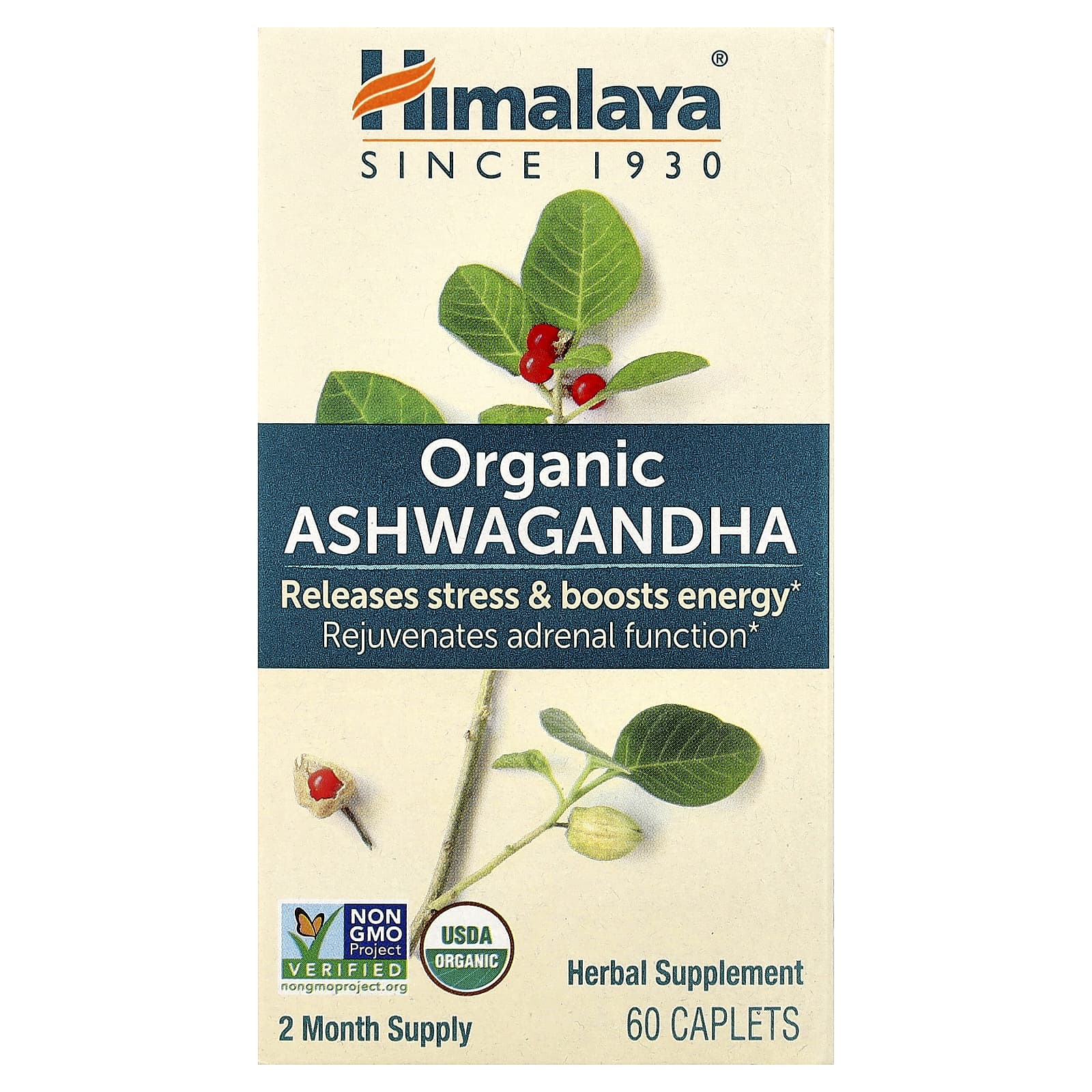 Himalaya, Organic Ashwagandha, 60 Caplets UPC 605069401012 | HiLife Vitamins