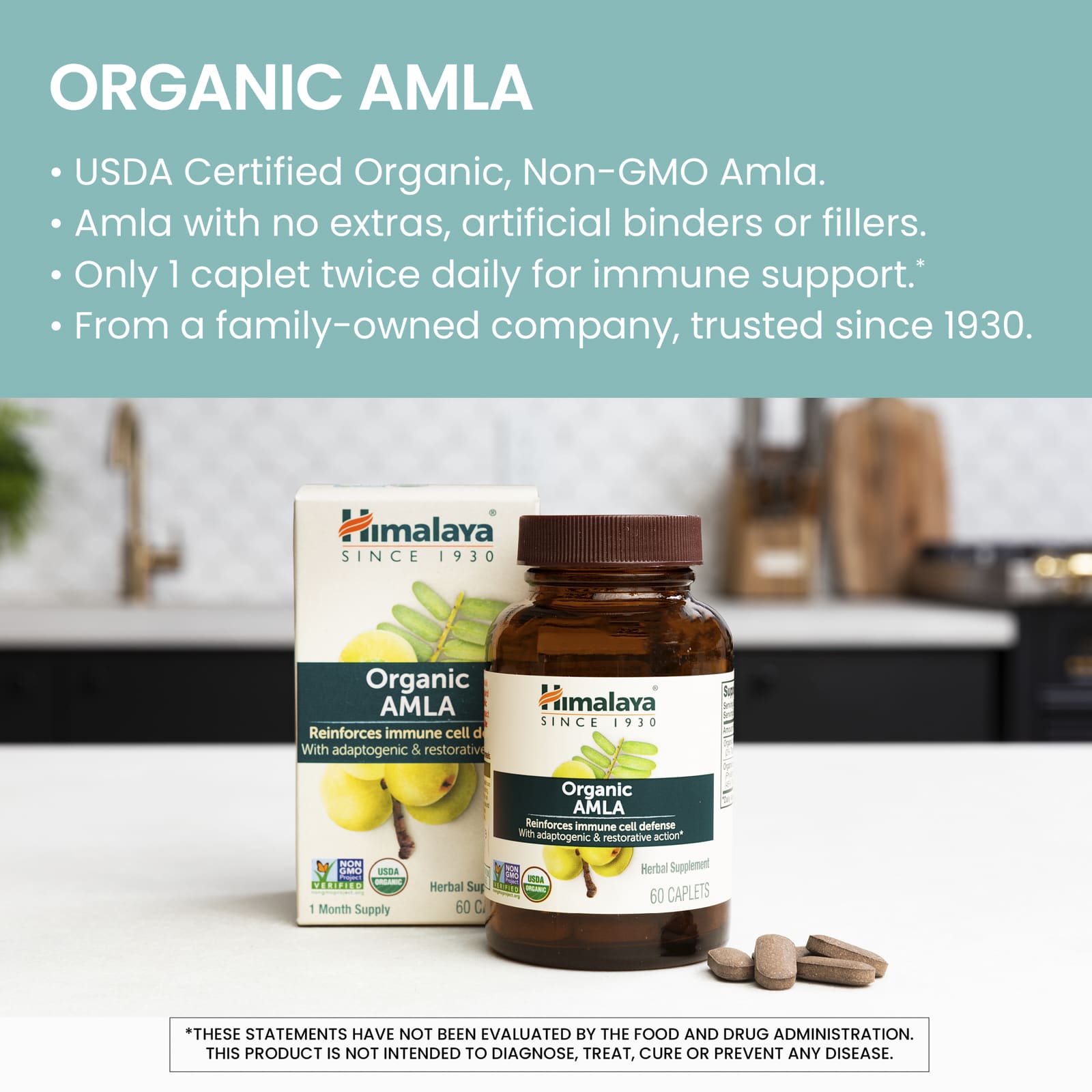 Himalaya, Organic Amla, 60 Caplets UPC 605069402019 | Hilife Vitamins