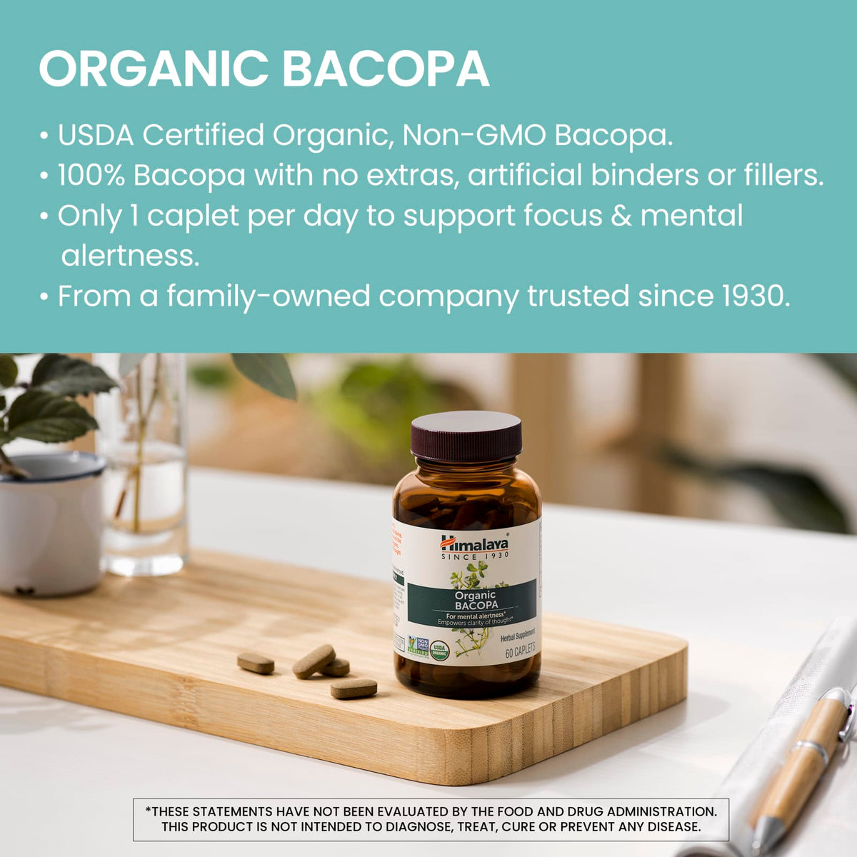 Himalaya, Organic Bacopa, 60 Caplets UPC 605069403016 | Hilife Vitamins