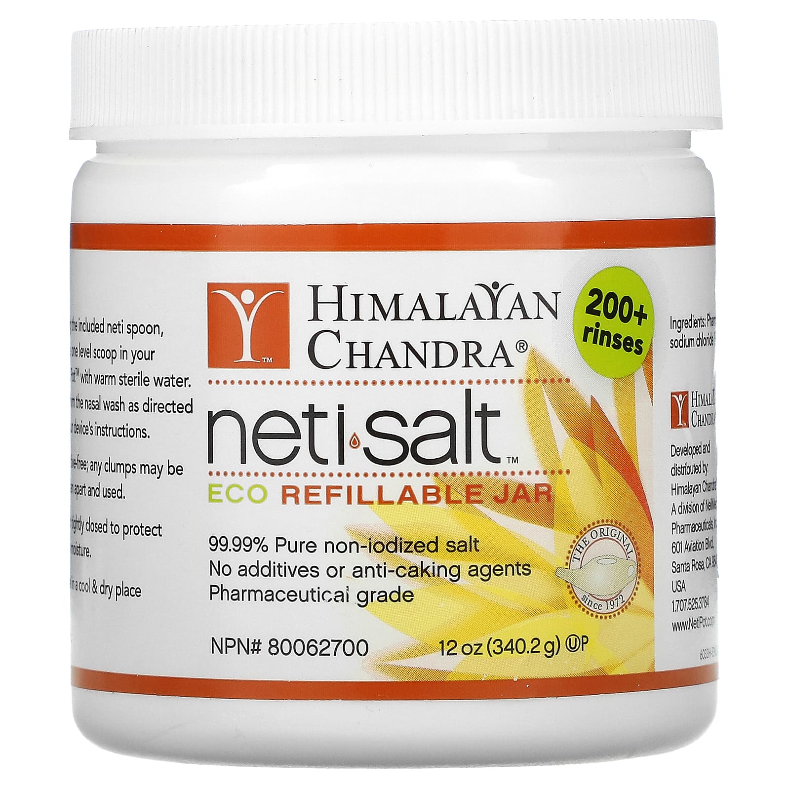 Himalayan Institue, Neti Salt, Eco Refillable Jar, 12 Oz (340.2 g) UPC 652865600071 | Hilife Vitamins