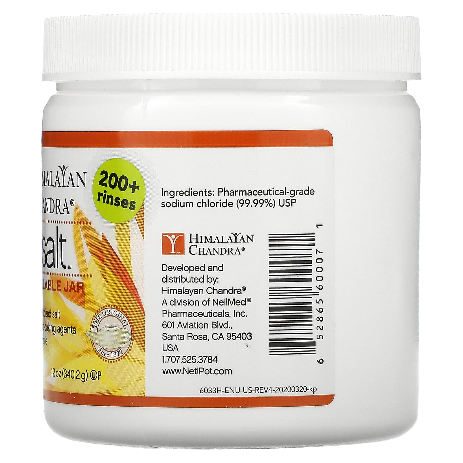 Himalayan Institue, Neti Salt, Eco Refillable Jar, 12 Oz (340.2 g) UPC 652865600071 | Hilife Vitamins
