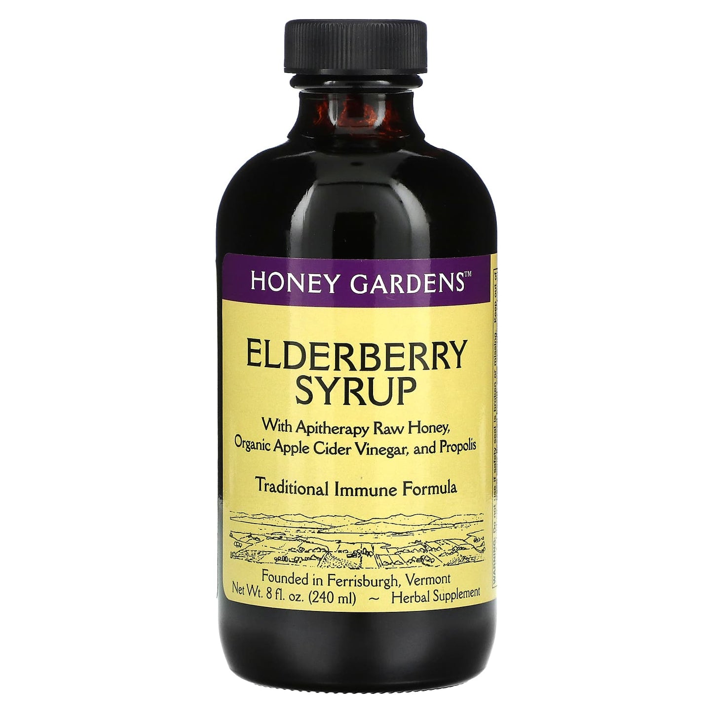 Honey Gardens Apiaries, Elderberry Syrup, 8 Oz Syrup UPC 022318000329 | HiLife Vitamins