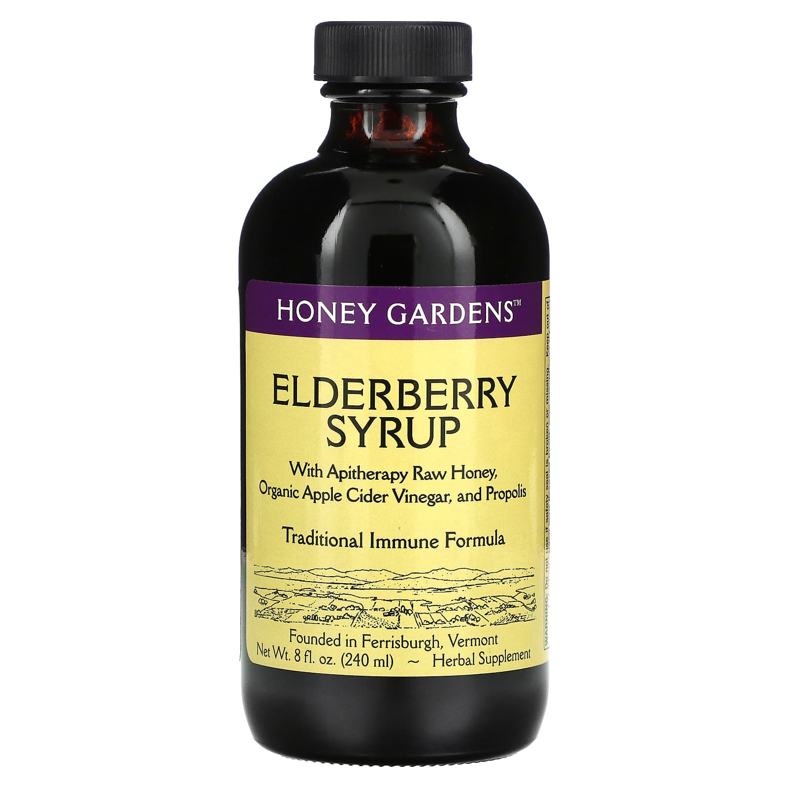 Honey Gardens Apiaries, Elderberry Syrup, 8 Oz Syrup UPC 022318000329 | HiLife Vitamins