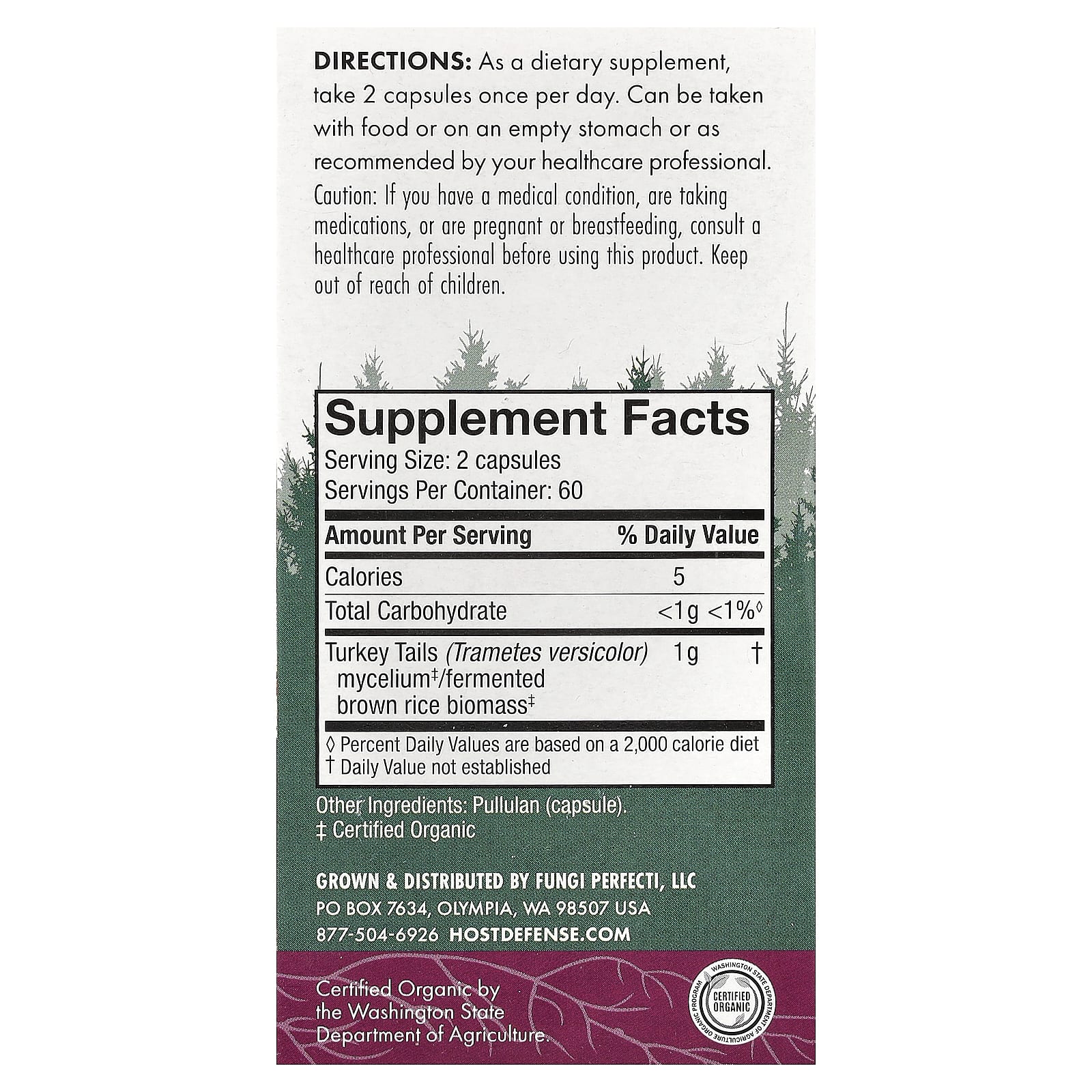 Host Defense, Turkey Tail (Trametes versicolor), 120 Capsules UPC 633422027333 | HiLife Vitamins