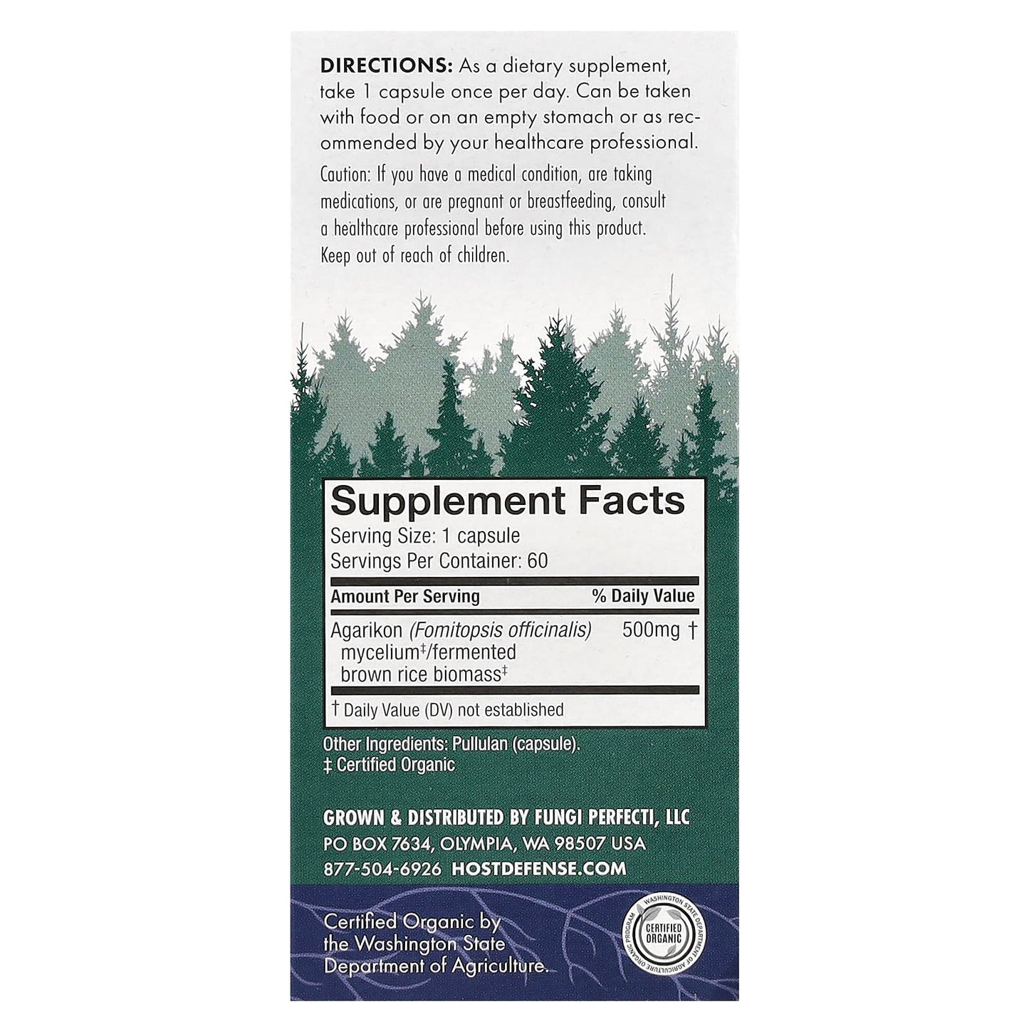 Host Defense, Mushrooms™, Agarikon (Fomitopsis officinalis, 60 Capsules UPC 633422031224 | HiLife Vitamins