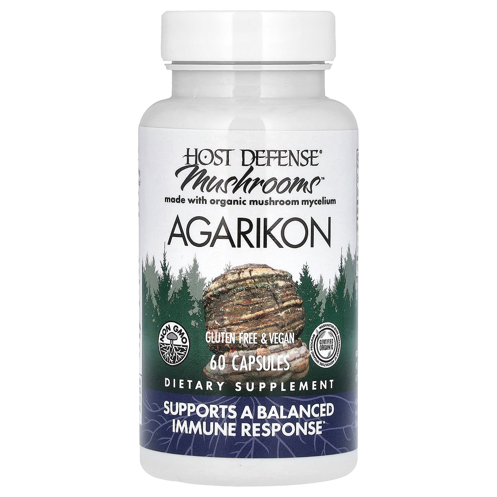 Host Defense, Mushrooms™, Agarikon (Fomitopsis officinalis, 60 Capsules UPC 633422031224 | HiLife Vitamins