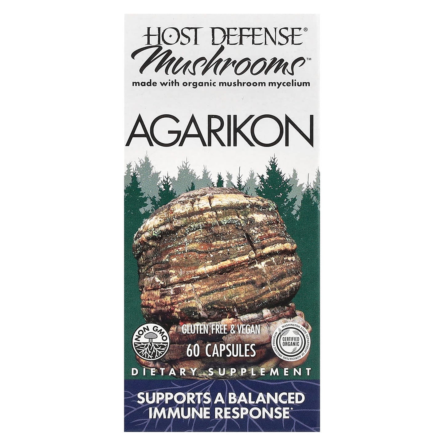 Host Defense, Mushrooms™, Agarikon (Fomitopsis officinalis, 60 Capsules UPC 633422031224 | HiLife Vitamins