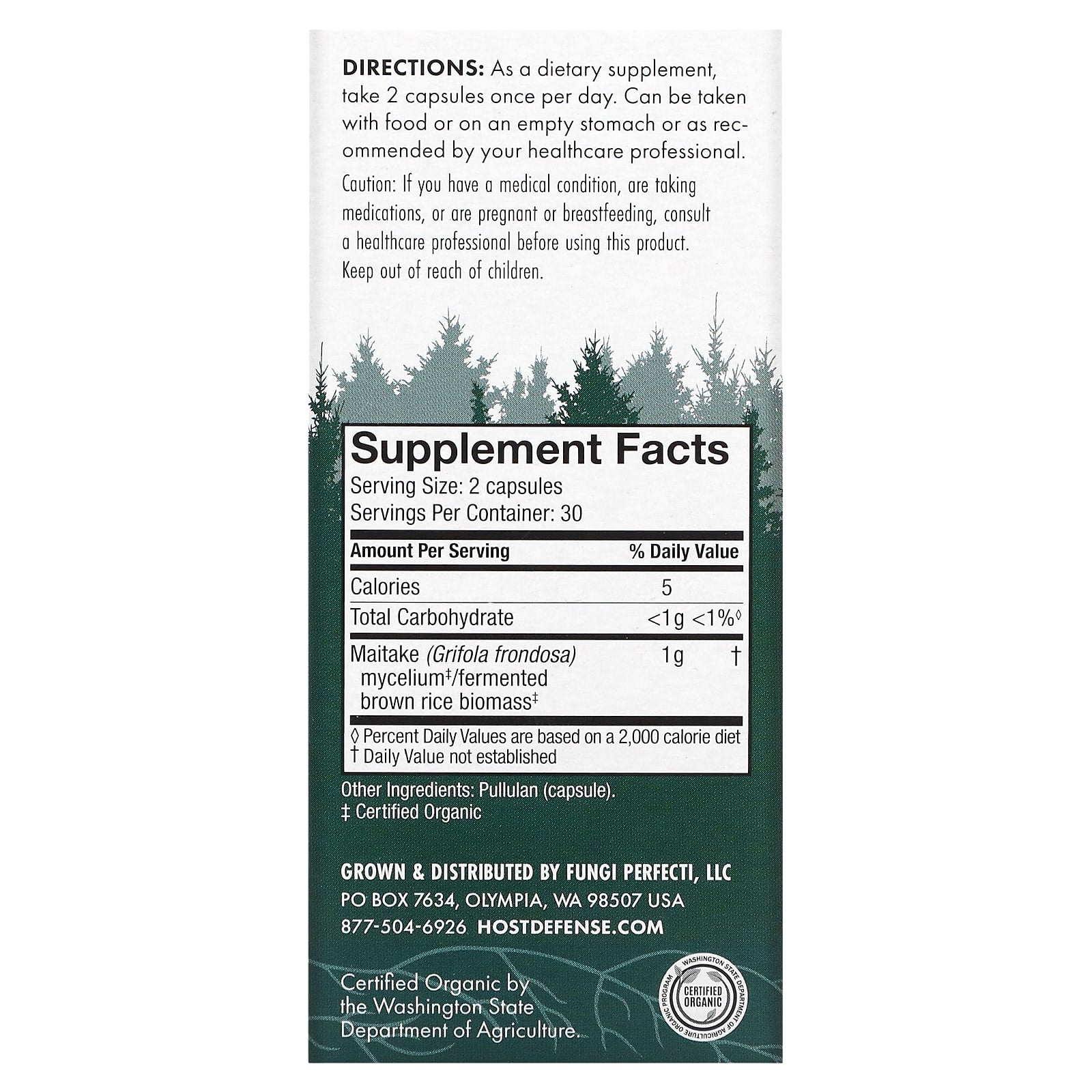 Host Defense, MAITAKE (Grifola frondosa), 60 Capsules UPC 633422031521 | HiLife Vitamins