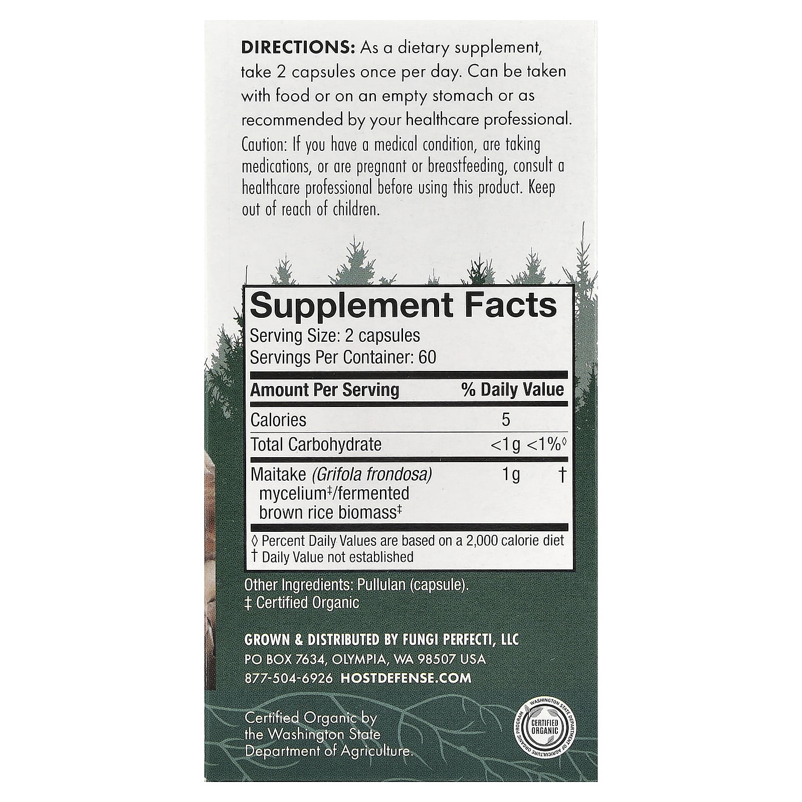 Host Defense, Maitake, 120 Vegetarian Capsules UPC 633422031538 | HiLife Vitamins