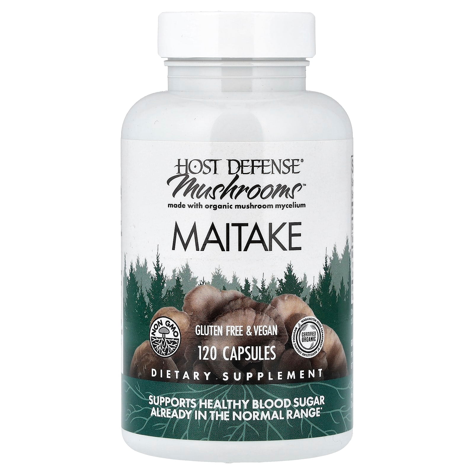 Host Defense, Maitake, 120 Vegetarian Capsules UPC 633422031538 | HiLife Vitamins