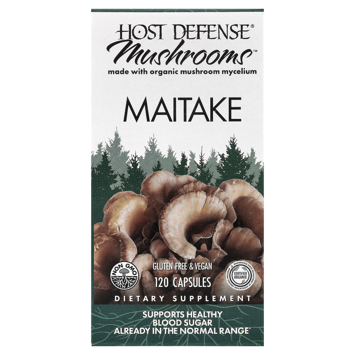 Host Defense, Maitake, 120 Vegetarian Capsules UPC 633422031538 | HiLife Vitamins