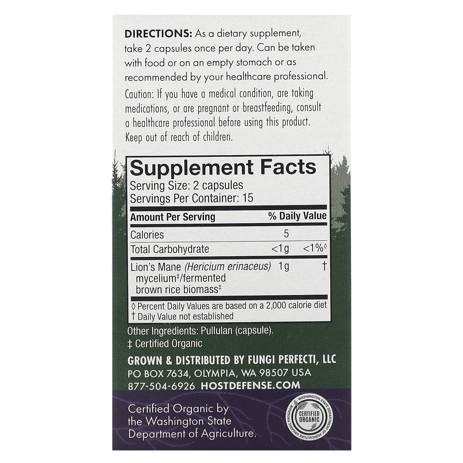 Host Defense, Lion's Mane, Memory & Nerve Support, 30 Vegetarian Capsules UPC 633422031613 | HiLife Vitamins