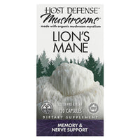 Host Defense, Lion's Mane, Memory & Nerve Support, 120 Vegetarian Capsules UPC 633422031637 | HiLife Vitamins