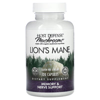 Host Defense, Lion's Mane, Memory & Nerve Support, 120 Vegetarian Capsules UPC 633422031637 | HiLife Vitamins