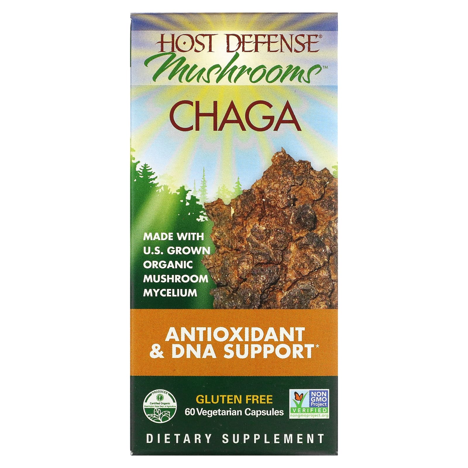 Host Defense, CHAGA (Inonotus obliquus), 60 Capsules UPC 633422031828 | HiLife Vitamins