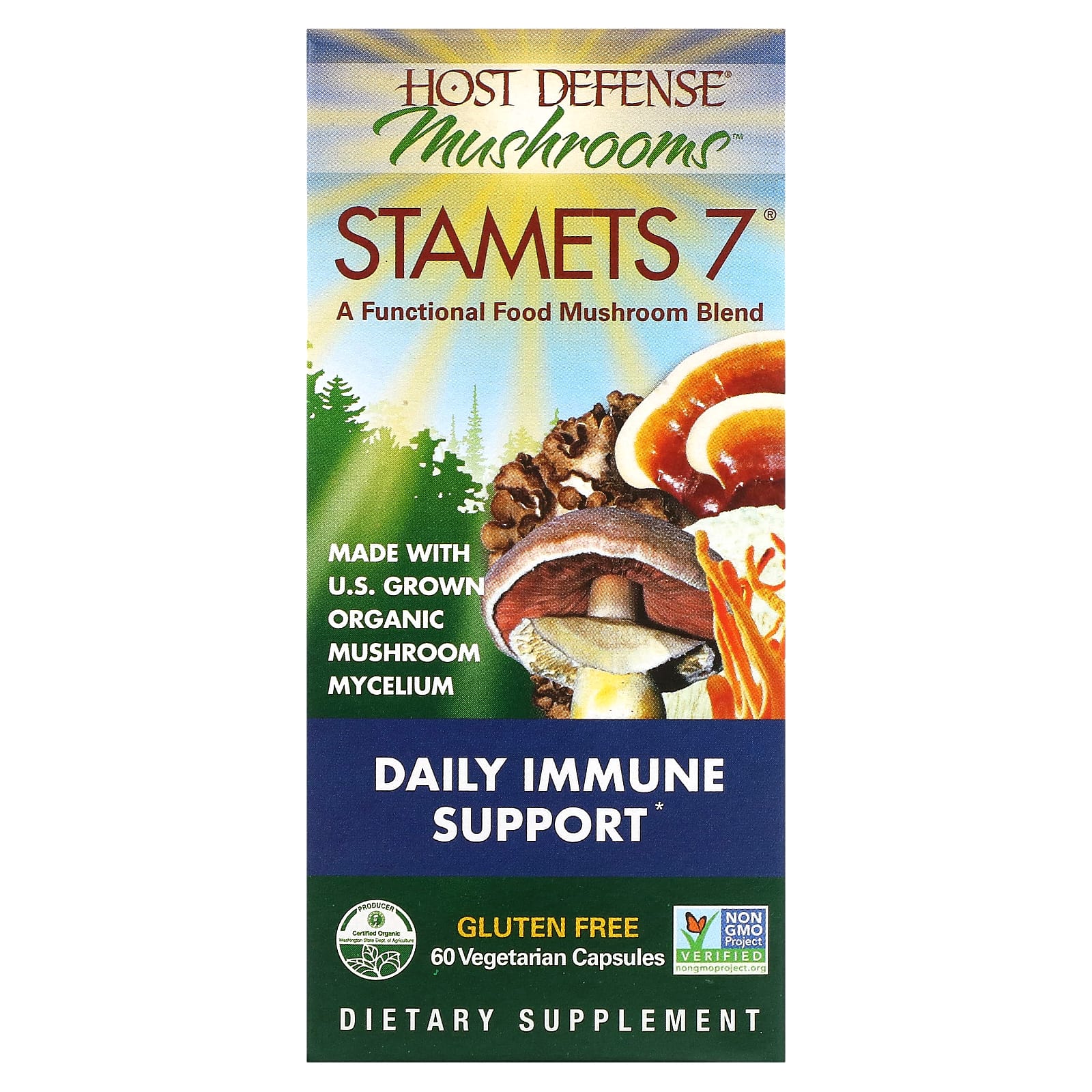 Host Defense, STAMETS 7, 60 Capsules UPC 633422037028 | HiLife Vitamins