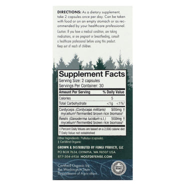 Host Defense, CORDYCHI, 60 Capsules UPC 633422037424 | HiLife Vitamins