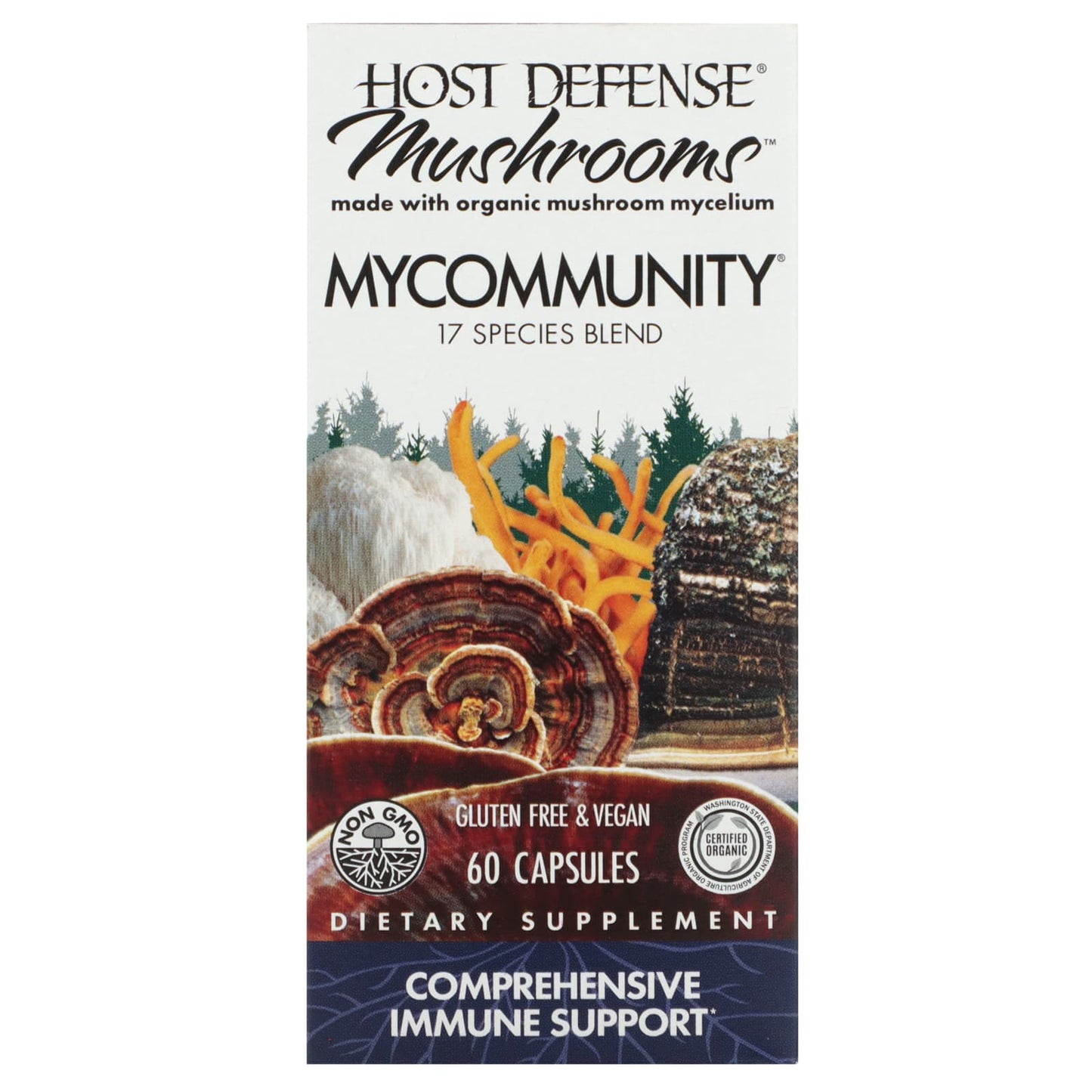 Host Defense, Comprehensive Immune Support, 60 Capsules UPC 633422038124 | HiLife Vitamins