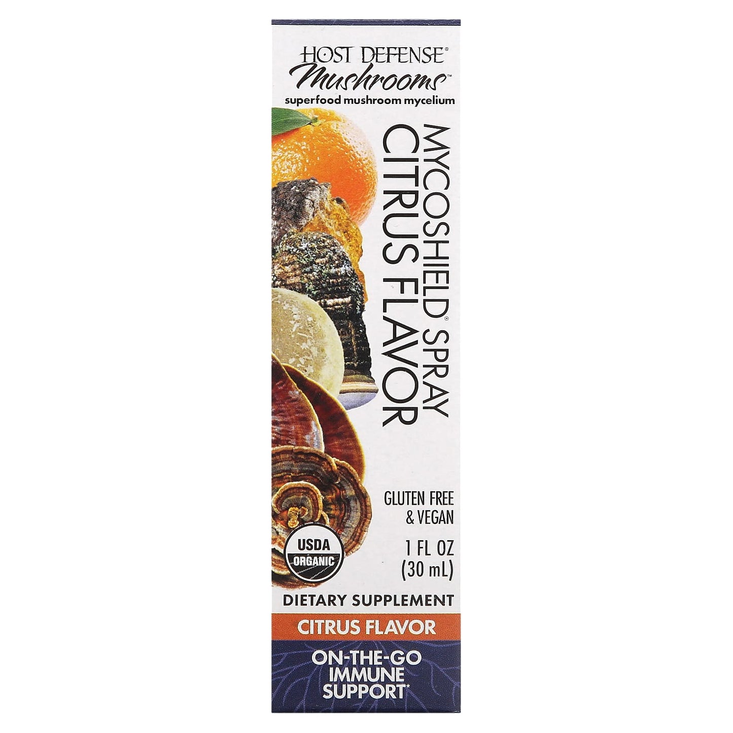 Host Defense, myco shield immune support citrus spray, 1 Oz UPC 633422165073 | HiLife Vitamins