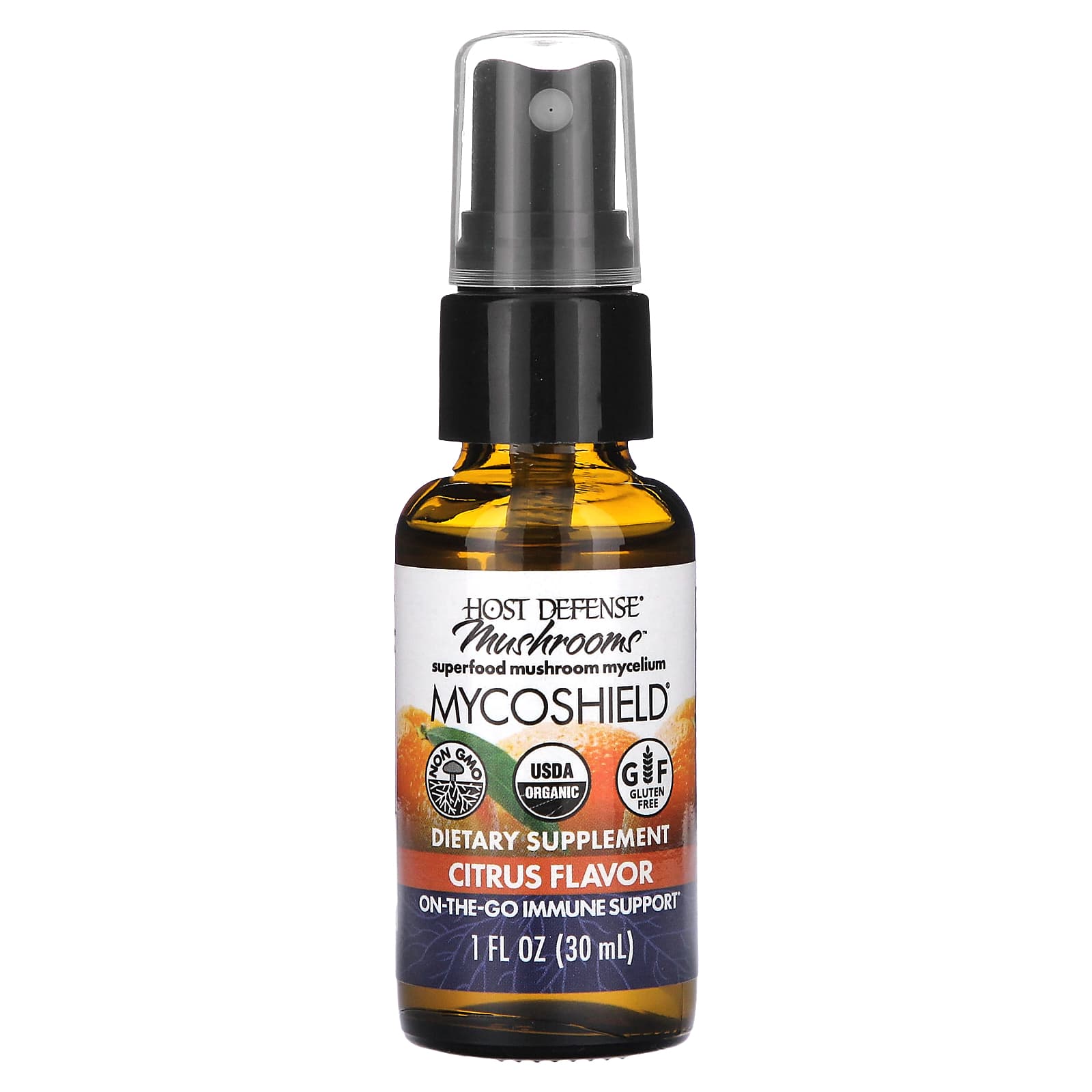 Host Defense, myco shield immune support citrus spray, 1 Oz UPC 633422165073 | HiLife Vitamins