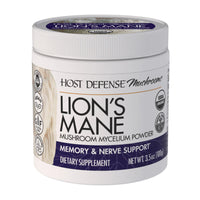 Host Defense, Lion's Mane Mushroom Mycelium Powder, 3.5 oz (100 g) UPC 633422306964 | Hilife Vitamins