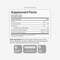 HumanN, D3 + K2 Vitamin Chews, 30 Chews UPC 813188020414 | Hilife Vitamins