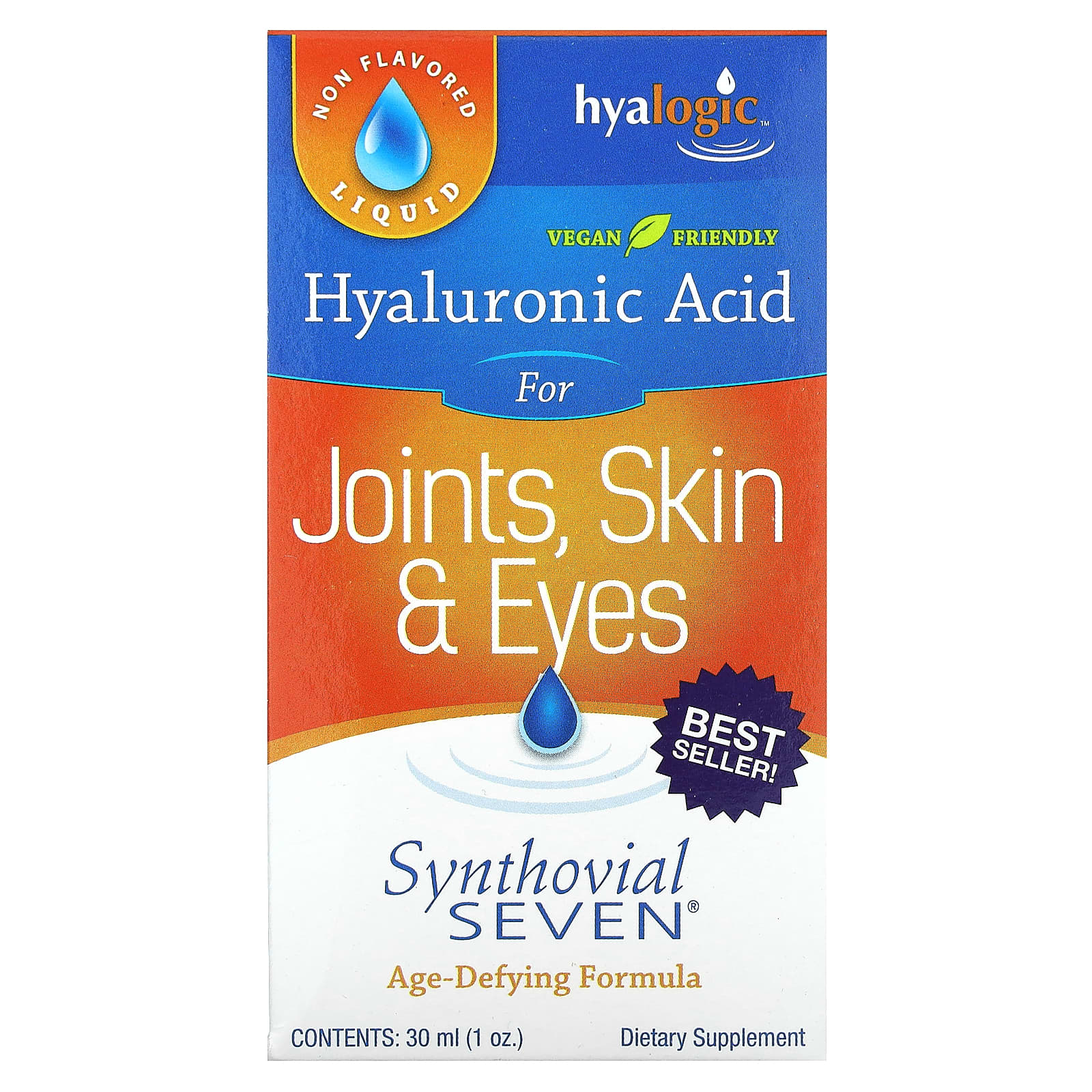 Hyalogic, Hyaluronic Acid For Joint, Skin & Eyes, Synthovial Seven, 1 oz (30 ml) - 858259000124 | Hilife Vitamins