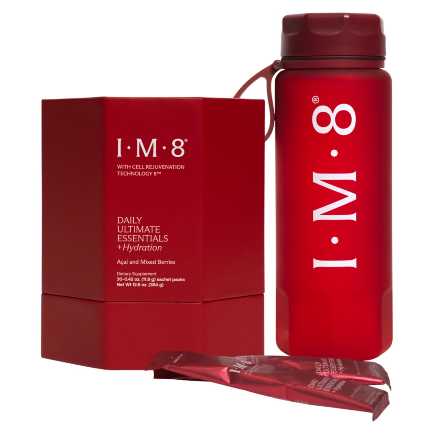 IM8, Daily Ultimate Essentials, Hydration, Acai & Mixed Berries, 30 Sachet Packs