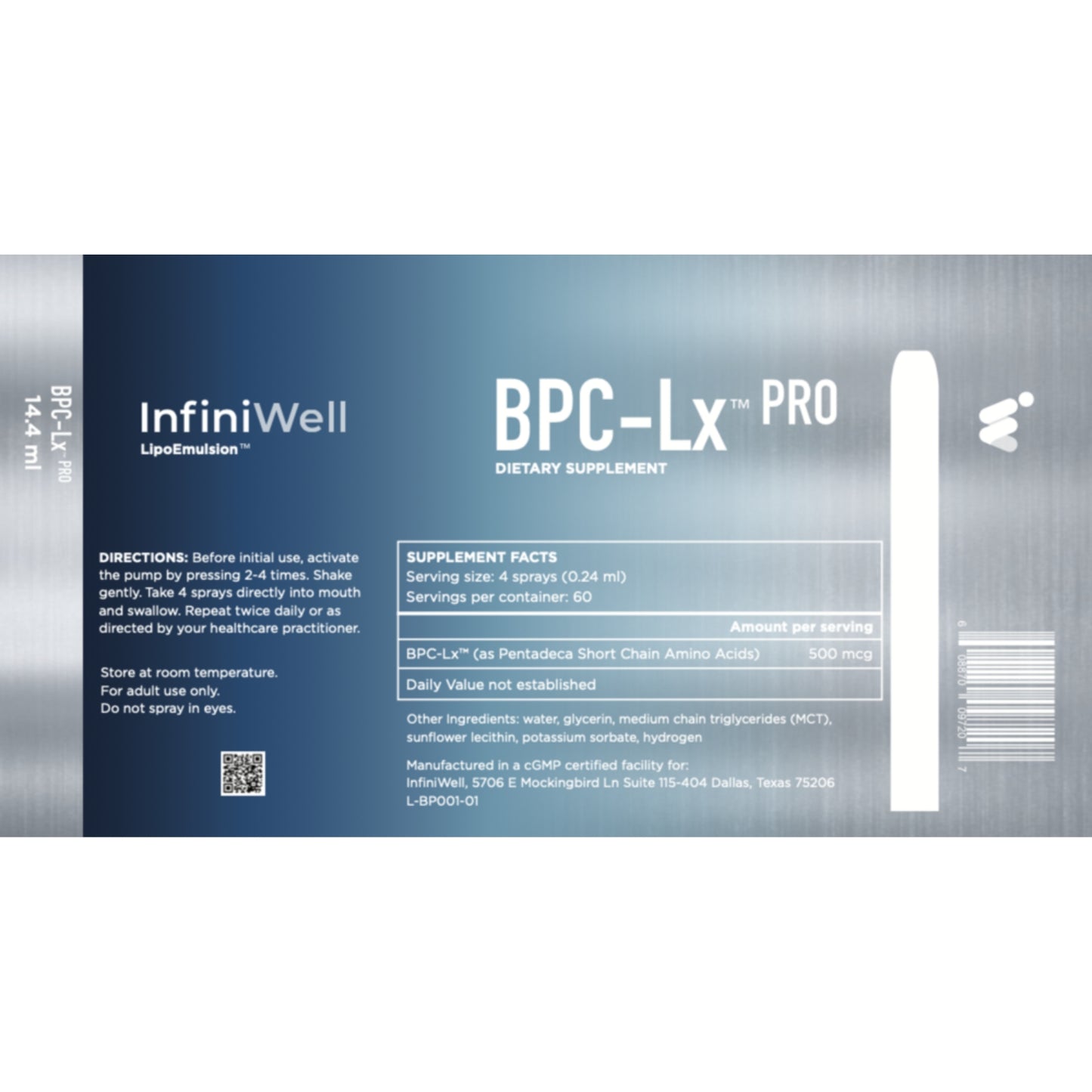 Infiniwell, BPC-Lx Pro, 14.4 ml - 608870097207 | Hilife Vitamins