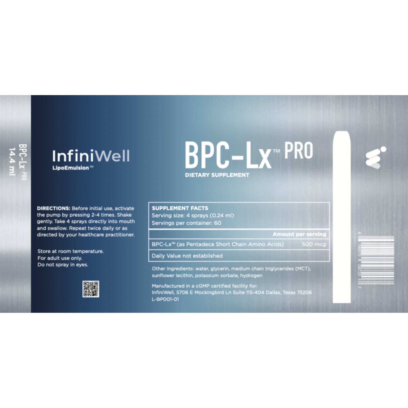 Infiniwell, BPC-Lx Pro, 14.4 ml - 608870097207 | Hilife Vitamins